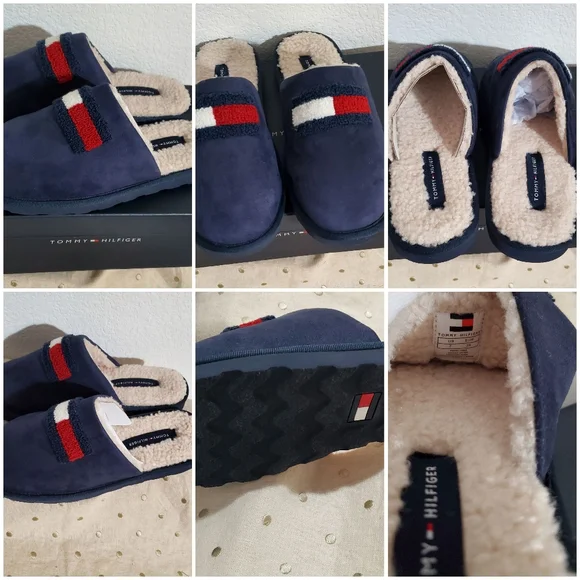 NWT/ TOMMY HILFIGER WILLIAM 2 DARK BLUE MEN\'S  HOUSE  SLIPPER- 7M Tommy Hilfiger Mens Slider Slippers in Red White & Blue main image 4